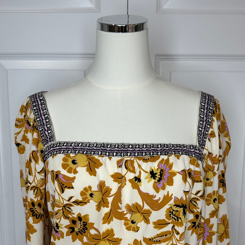 Free People Intimately Gold Brown Floral Lace Square Neck Thong Bodysuit Size SP - Picture 4 of 11